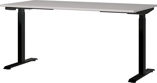 Germania Desk 7908-630, in cashmere/black, el. height-adjustable, 160 x 120 x 80 cm (WxHxD)