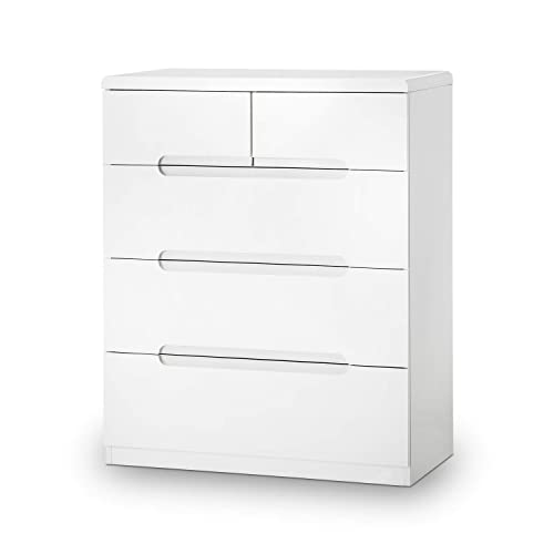 Julian Bowen Manhattan 3+2 Drawer Chest - High Gloss White Chests