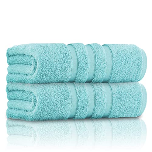 GC GAVENO CAVAILIA 100% Ringspun Cotton Bath Towels, Luxury 550 GSM Zero Twist Towel Sheets, Aqua, 70x120 Bath Towel