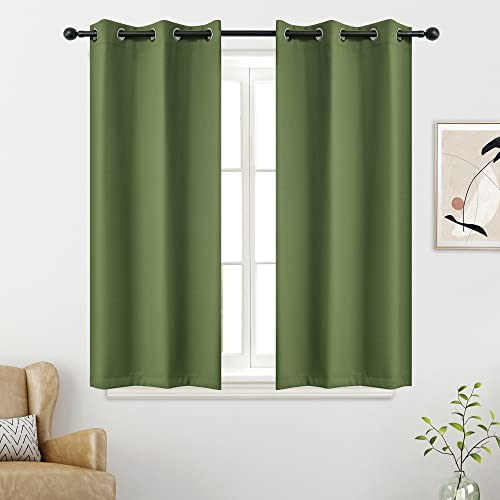 YGO Sage Green Blackout Curtains for Short Windows - Room Darkening Curtain Drapes with Grommet Top (34 Inch Width x 54 Inch Length,2 Panels)