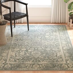 Safavieh Distressed Vintage Indoor Woven Rectangle Area Rug, Adirondack Collection, ADR109, in Slate / Ivory, 122 X 183 cm for Living Room, Bedroom or Any Indoor Space