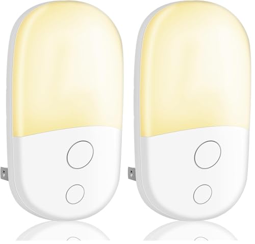 Night Light Plug in Walls & Night Light with Dusk to Dawn Photocell Sensor, Energy Saving Night Lights Kids for Children's Room, Stairs, Hallway, Bedrooms, Garage (Warm White, 2 Pack, 3000K)