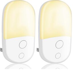 Night Light Plug in Walls & Night Light with Dusk to Dawn Photocell Sensor, Energy Saving Night Lights Kids for Children's Room, Stairs, Hallway, Bedrooms, Garage (Warm White, 2 Pack, 3000K)