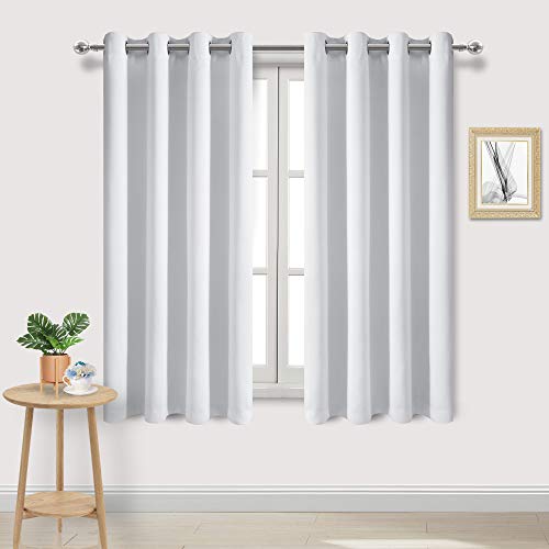 DWCN Greyish White Room Darkening Blackout Curtains, Thermal Privacy Protection Drapes for Bedroom Living Room - W52 x L63 Inch Length, Set of 2