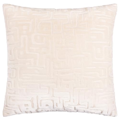 furn. Hoem Soren Cushion Cover – Cut Velvet Abstract Geometric Textured Decorative Case (Chalk – 45x45cm)