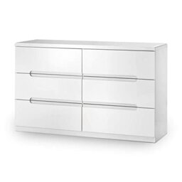 Julian Bowen Manhattan Chest of Drawers, 6 Drawer, Gloss White - H81xW131cm