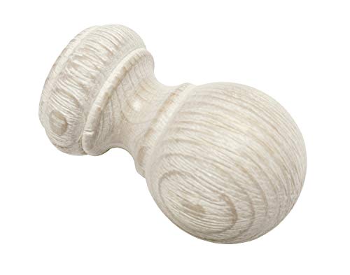 Gardinia Ball 2 x End Piece Wood Castell-Oak for Curtain Technique Diameter, Ø 25 mm