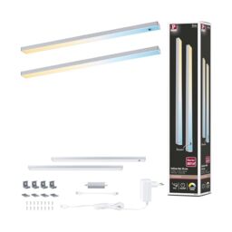 Paulmann 98609 LED Under-Cabinet luminaire Inline 2-piece Set 2x4W 350x26mm 2x350lm 24V Chrome matt Tunable White
