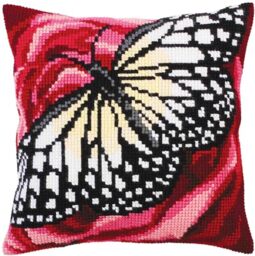 Collection D'Art Cushion KIT/Butterfly GRAPHICS/40 X 40, Cotton Acrylic, Multi, 40 x 40cm