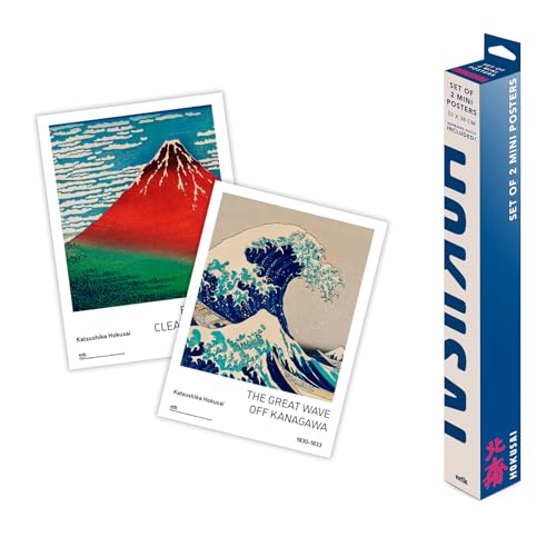 Grupo Erik Poster Hokusai - Set of 2 Mini Posters 15 x 20.5 inches / 38 x 52 cm - Art Poster Shipped Rolled Up In A Protective Box - Japanese Gifts