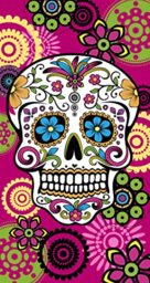 Miracle Home. Calabera Mexican Microfiber Towel, 100% Polyester, 75 X 145 Cm. Fuchsia. 11749