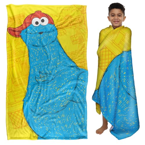Sesame Street Big Cookie Monster On The Street Silky Touch Super Soft Throw Blanket 91 x 147 Cm