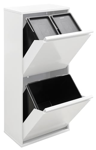 ARREGUI Basic CR401-B Steel Waste Separation System, 3 Compartments Waste Bin for the Kitchen, 3 Compartments Waste Bin, 11 + 11 + 23 L (45 L), Removable Inner Bucket, Recycling Cabinet for Waste