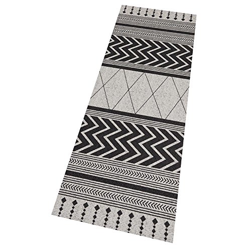 Zala Living Cook & Clean Runner - Non-Slip Carpet Runner Flat Weave Short Pile Rug Kitchen Rug Washable Kitchen Runner Novo for Hallway, Kitchen, Living Room - Grey Black, 60 x 180 cm