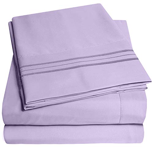 1500 Supreme Collection 4pc Bed Sheet Set Deep Pocket, 12 Colors - King, Lavender