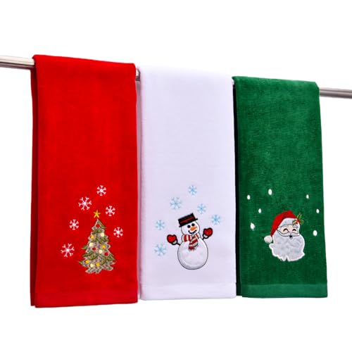 "Large Size Grinch Christmas Hand Towels 16"" x 27"", 100% Pure Cotton Bathroom Decorative Grinch Towels Washcloths Kitchen Merry Grinchmas Towels Stink Stank Stunk Perfect Christmas Decor, Pack of 3"