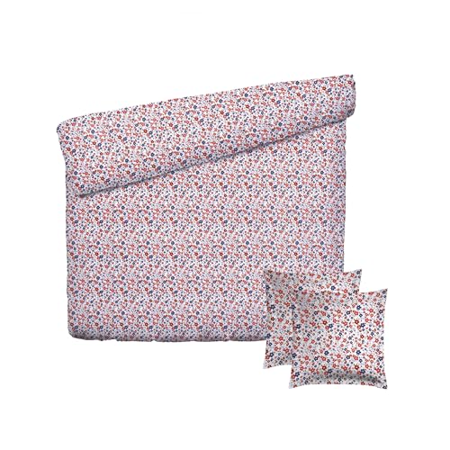 Pure Cotton 3-Piece Double Bedding Set - Duvet Cover 260 x 240 cm and 2 Pillowcases 63 x 63 cm - 100% Cotton Satin, 80 Thread Count - Oeko-TEX Certified - Orlane - Blue
