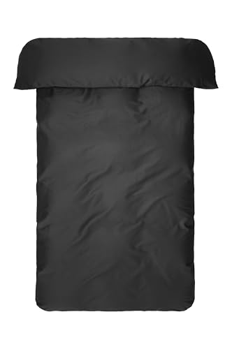 Jotex Zack Satin Duvet Cover Exclusive Satin Made from Organic Cotton GOTS Certified Duvet Cover - Black 140 x 200 cm