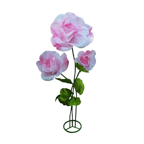asdfg Giant Artificial Flower 3PCS 3D Realistic Waterproof Fake Flowers Durable Easy Maintenance Perfect for Home Garden Weddings Events Christmas Graduation Party Decorations (3PCS-Roses-Pink)