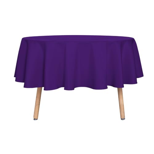 sancua Purple Round Tablecloth 60 Inch Diameter for 20-48 Inch Tables - Water Resistant Spill Proof, Washable Polyester Cloth Decorative Fabric Cover, For Dining, Halloween Parties and Camping