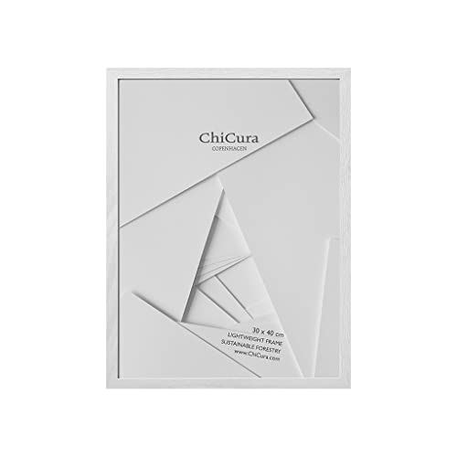 ChiCura Wooden 30x40cm Frame White (Hard Wood) - 16x12 Inch Picture Frame Acrylic - Beautiful White Picture Frames for Photos Posters Pictures Art - Frame for Wall Home Office