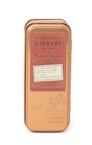 Paddywax Scented Candles Library Collection Luxury Artisan 2-Wick Candle,56g Tin, Frederick Douglass