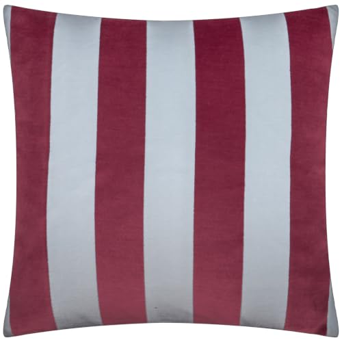 furn. The Ultimate Stripe Cushion Cover (Sangria Sky - 45x45cm) - Bold Contrast Stripes Double Sided Soft Matte Velvet Jacquard Decorative Case