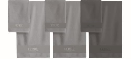 hermet Iron Bath Towel Set, 6 Pieces, 3 Face Towels 60 x 100 cm + 3 Guest Towels 40 x 60 cm, 100% Cotton