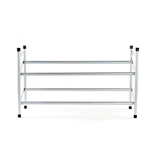 Compactor Stilito 2 Shelf Expanding Shoe Rack Storage Organiser for 6-12 Pairs of Shoes, Steel, 62/117 x 23 x H.35 cm, Grey, RAN3634
