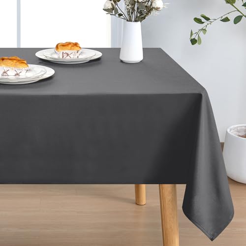 DWCN Rectangle Tablecloth - 54 x 80 Inch - Waterproof Stain and Wrinkle Resistant Washable Table Cloth, Decorative Fabric Table Cover for Kitchen Dining Room Party and Outdoor Use, Grey