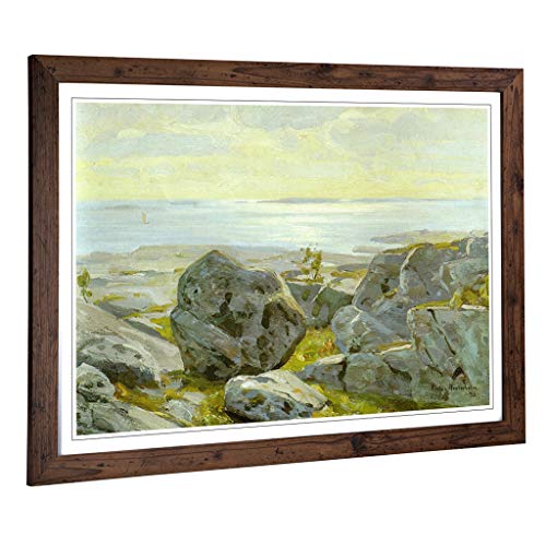 Big Box Art Framed Print of Victore Westerholm Beach Landscape Island Design - Wall Art Picture - Home Decor for Kitchen, Living Room, Bedroom, Hallway, Walnut, A2 / 24.5x18 Inch / 62x45cm