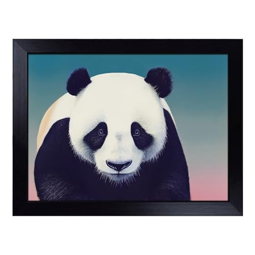 Lap Tray with Bean Bag Cushion, Artsy Panda - Handmade in the UK, Raised Wooden Edge, Padded Cushion, Heat-Resistant Wipe-Clean Surface, for Meals, Laptops and Crafts