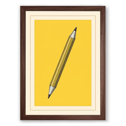 Mechanical Pencil Modern Framed Wall Art Print A1 (84.1×59.4cm) Walnut, Wall Decor for Living Room, Bedroom, Office & Home, Ready to Hang, Art Gift