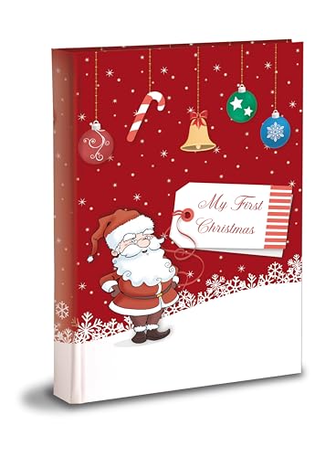 Christmas Photo Album 20 x 25 cm 60 White Pages (30 Sheets) in Thick and Durable Cardboard Intervaled with Pergamin Printed Paper Cover