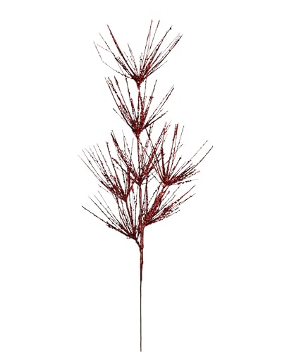 Red Glitter Firework Christmas Spray – 74 cm Decorative Stem for Wreaths & Garlands