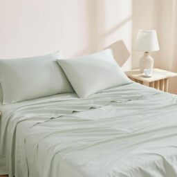 Linen Closet 144 Thread Count Organic Cotton 3-Piece Sheet Set, Twin, Light Green