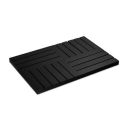 Relaxdays Bamboo Bathmat, 61 x 40 cm, Non-slip Shower Rug for Bath, Shower, Sauna, Indoor & Outdoor, Black
