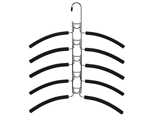 Nature Smile 2 Pack 5 in 1 Anti Slip Metal Sweater Coat Hangers,Multi Layers Wardrobe Clothes Rack,Heavy Duty Metal Space Saver Shirt Blouse Hanger Closet Storage Organizer