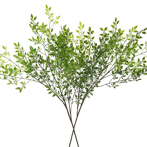 Dremisland Artificial Plant 43.3 Inch Artificial Bamboo Plant Branch 2 Pcs Artificial Green Stems Lucky Bamboo Plants Fake Shrubs Plants Bushes for Home Wedding Office Garden Decor (Green)