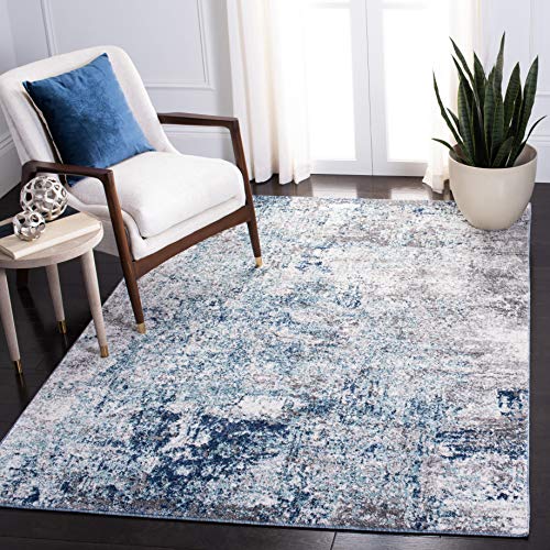 Safavieh Contemporary Rug for Living Room, Dining Room, Bedroom - Aston Collection, Short Pile, in Light Blue and Grey, 91 X 152 cm