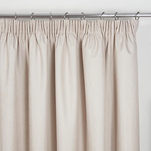 Sundour Eclipse Blackout Pencil Pleat Curtains Natural Beige 46x54 Fully Lined Curtain Pair