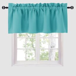 Hiasan Blackout Valance Curtains for Kitchen Solid Room Darkening Rod Pocket Valances for Windows, 52 x 18 Inches Length, Turquoise, 1 Panel