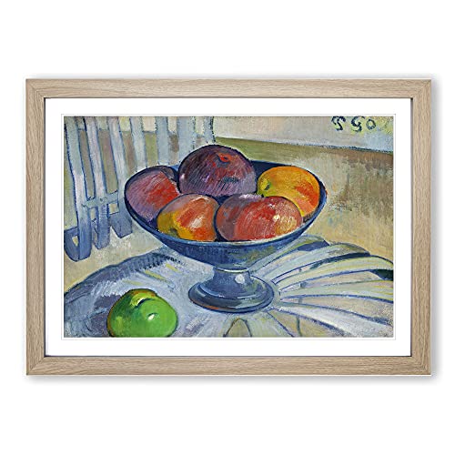 Fruit Dish On A Garden Chair by Paul Gauguin Framed Print - A2 Oak Framed Wall Art - Ready to Hang - Modern Floral Picture - Living Room Bedroom Lounge Office