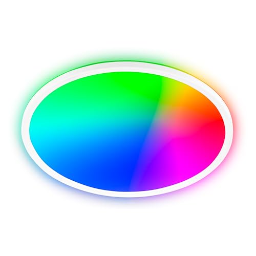 BRILONER - LED Panel with Remote Control, dimmable, CCT, RGBIC, Flat, indirect Light, Ceiling Light, LED Panels, Living Room, Lounge, Hallway, 42x3 cm, White