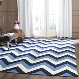 Safavieh Contemporary Indoor Flatweave Rectangle Area Rug, Dhurrie Collection, DHU640, in Navy / Light Blue, 91 X 152 cm for Living Room, Bedroom or Any Indoor Space