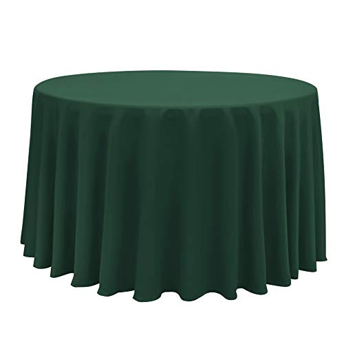 Obstal 210 GSM Round Green Table Cloth - Oil-Proof Spill-Proof Waterproof Tablecloth, Christmas Decorations Fabric Table Cover Protector for Holiday Party (Blackish Green, 120 Inch Diameter)