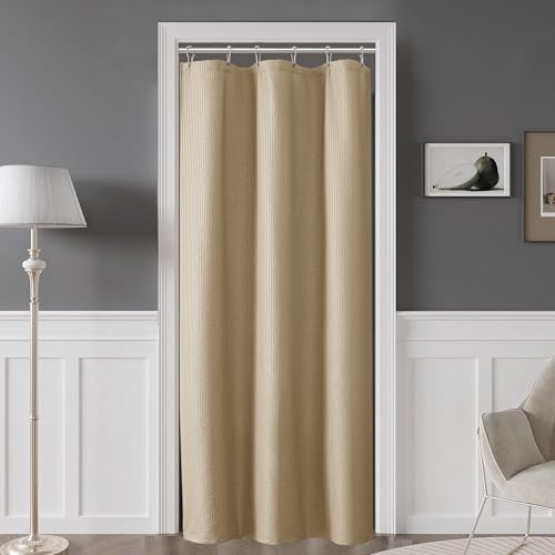 OVZME Berry Taupe Stall Fabric Shower Curtain 36 x 72 Inch, Soft Waffle Small Shower Curtain for Bathroom with Texture for Narrow Stall Size, Machine Washable Water Resistance, Hotel Style