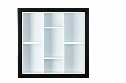 Inter Link 7 Compartments Collector Wall Shelf, Black/White, 66,5 x 13,7 x 66,5 cm