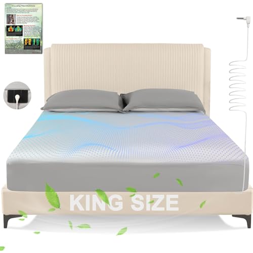 "Grounding Sheets King Size, Earthing Grounded Fitted Bed Sheet 10% Pure Silver Fiber + 90% Organic Cotton, Bed Grounding Kit with grounding Cord for Improved Sleep & Wellness(Gray,King - 80""x78""x15"")"