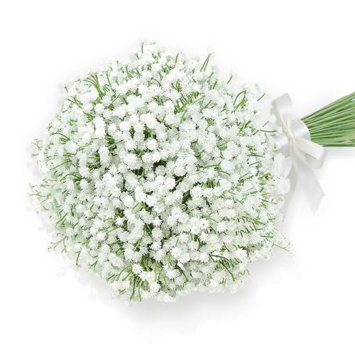 U/N DEEMEI Artificial Baby Breath Flowers White Gypsophila Bouquets 15 pcs Real Touch Flowers for Wedding Party Home Decoration